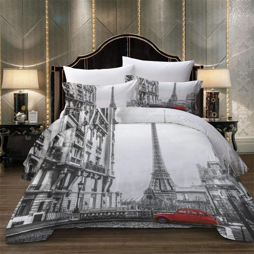 Paris Theme Duvet Cover Soft Comforter Cover Set