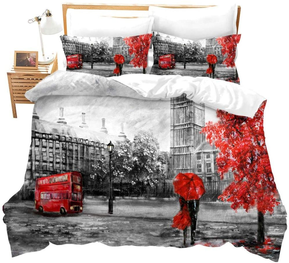 Paris Theme Duvet Cover Soft Comforter Cover Set