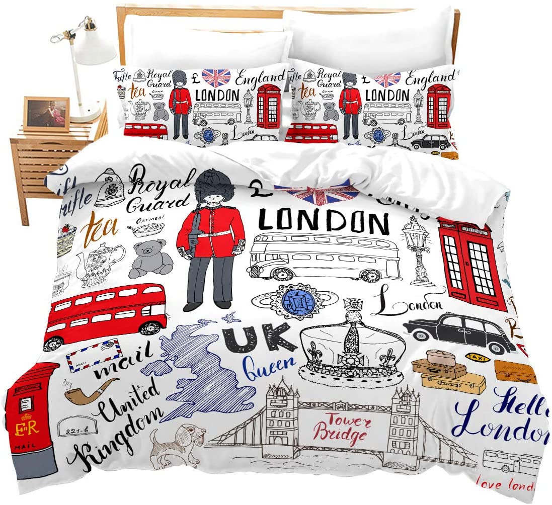 Paris Theme Duvet Cover Soft Comforter Cover Set