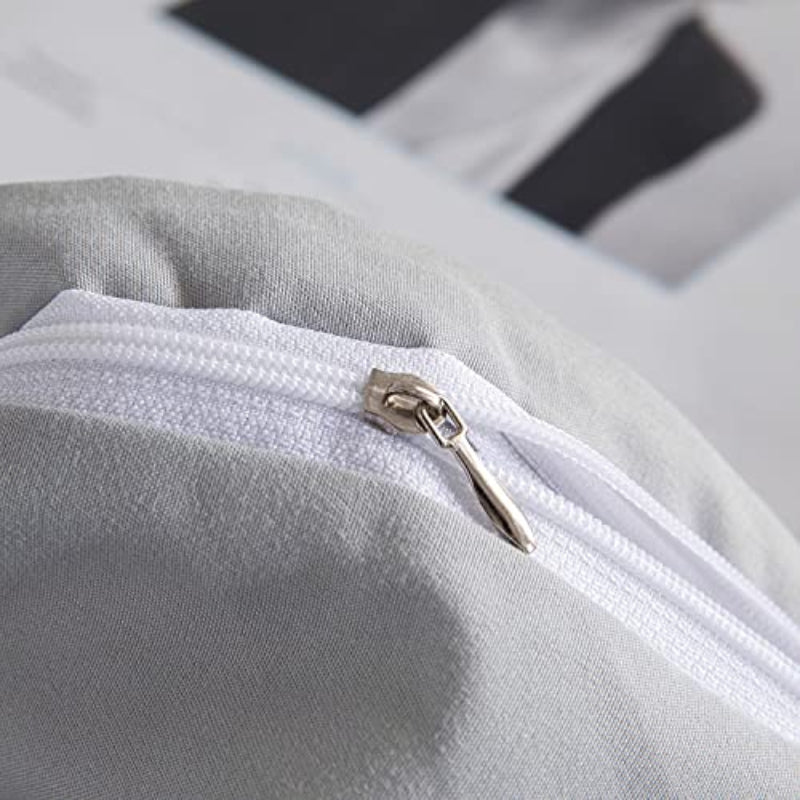 Soft Breathable Washed Microfiber Zipper Closure Duvet Cover Set