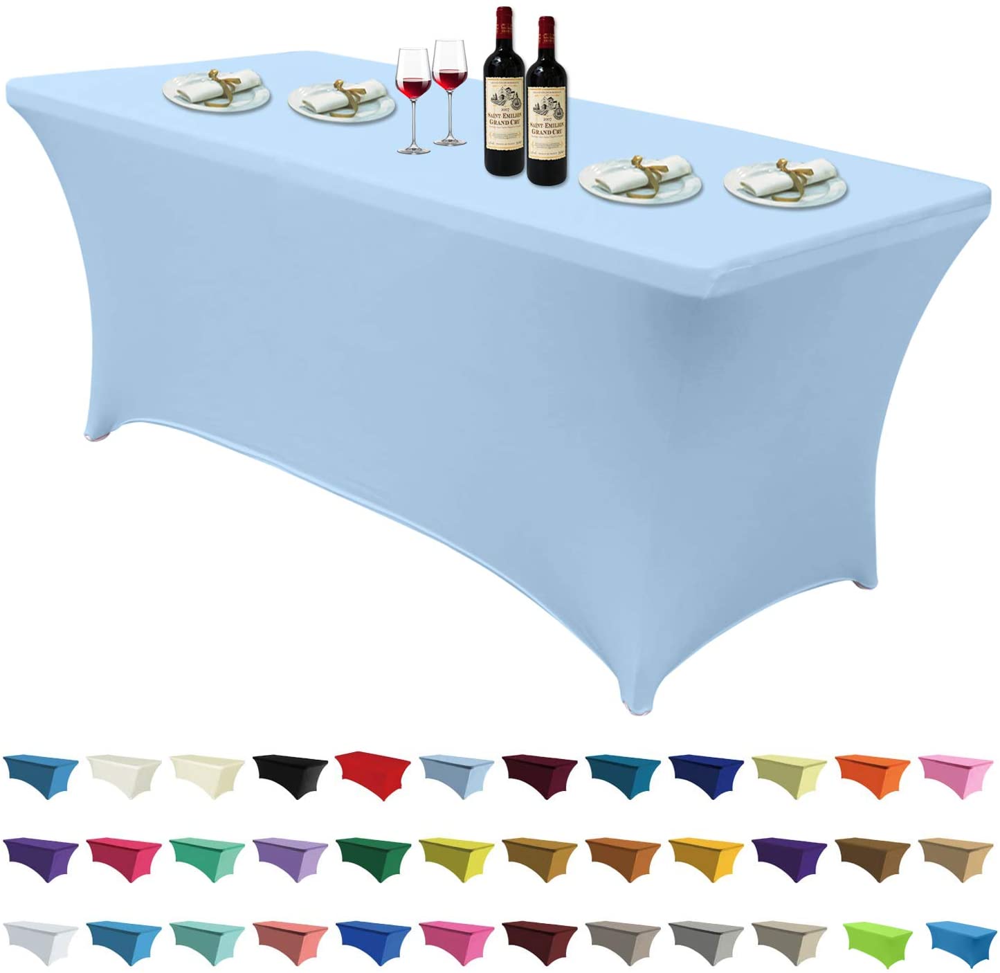 Spandex Tablecloths 4 ft Table Fitted Stretch Table Cover Topper-AnyLinen