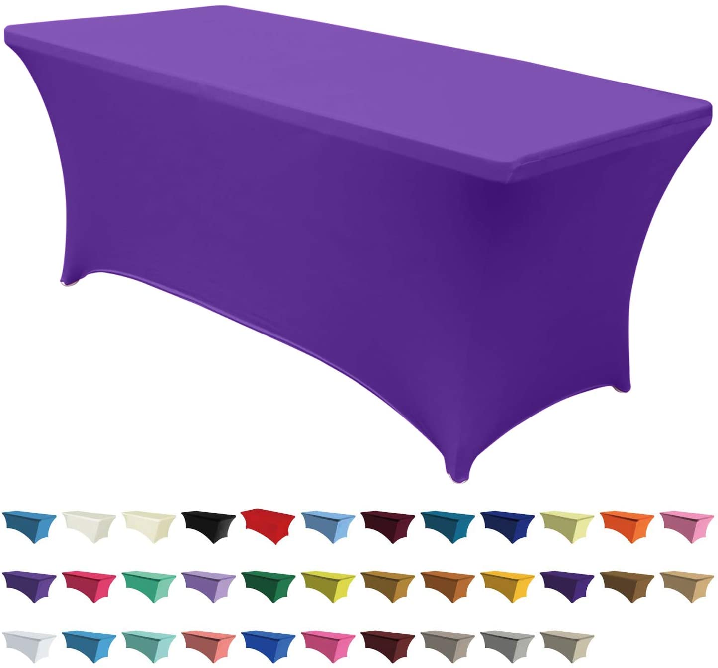 Spandex Tablecloths 4 ft Table Fitted Stretch Table Cover Topper-AnyLinen