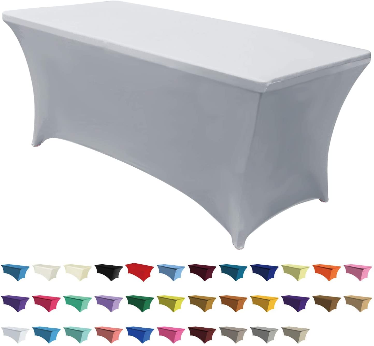 Spandex Tablecloths 4 ft Table Fitted Stretch Table Cover Topper-AnyLinen