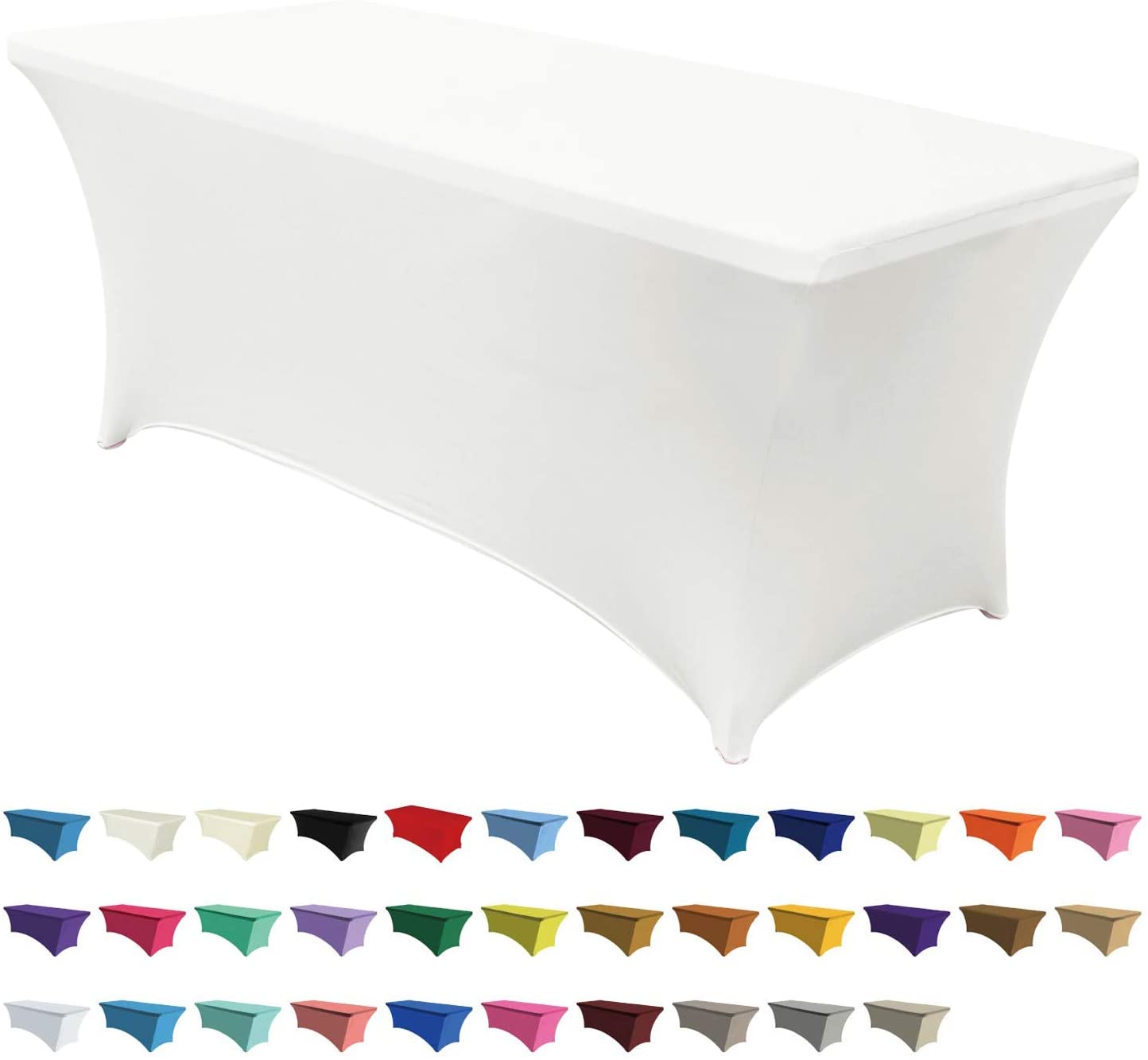 Spandex Tablecloths 4 ft Table Fitted Stretch Table Cover Topper-AnyLinen