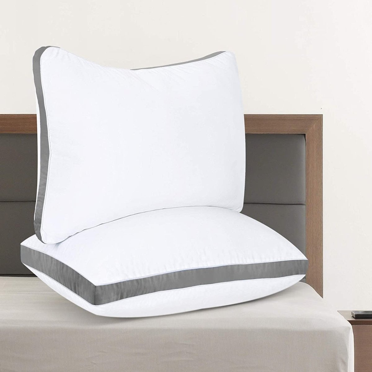 Bedding Gusseted Pillow (2 - Pack) Premium Quality - Side Back Sleepers - Any Linen