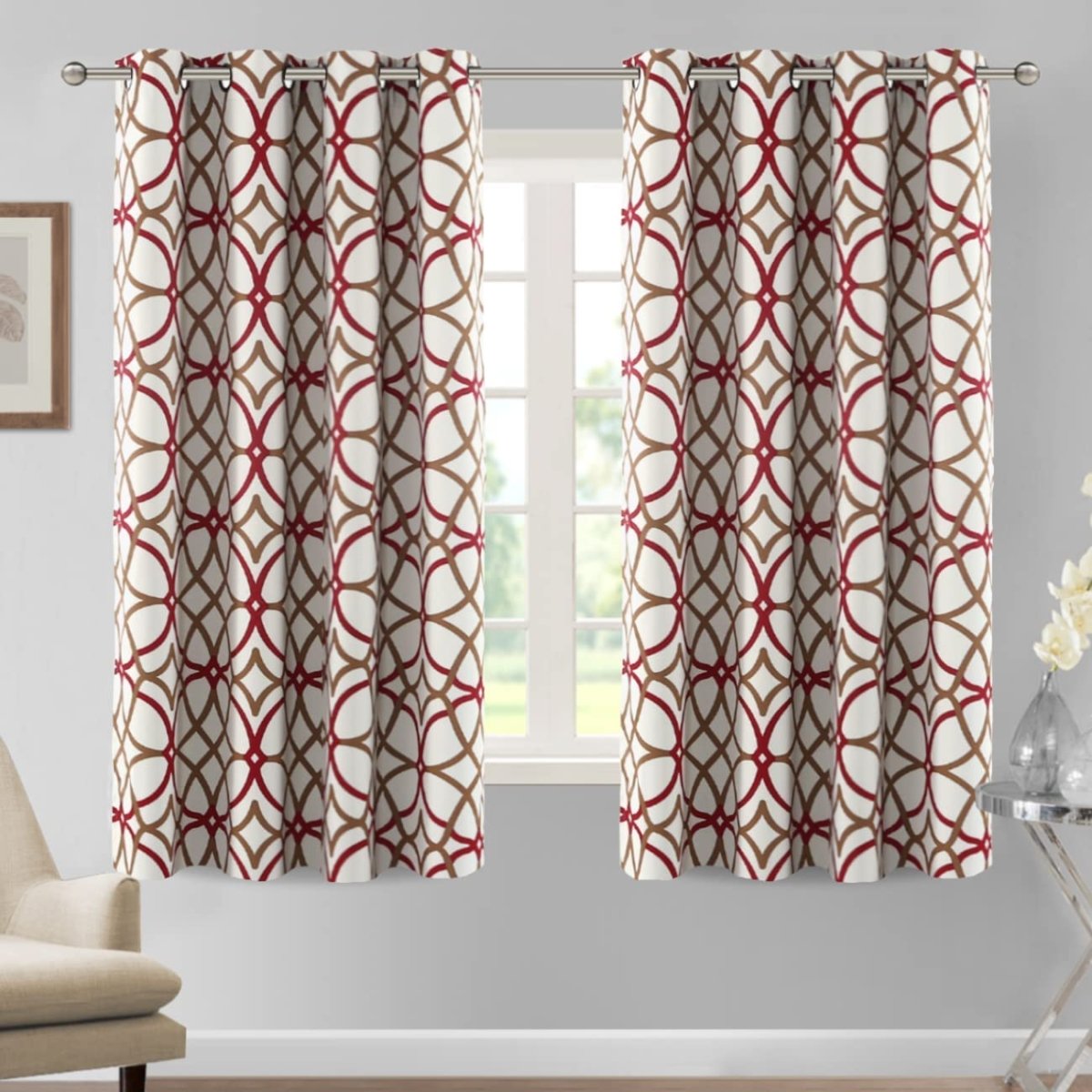 Blackout Geometric Modern Design Thermal Insulated Curtains 2 Panels Set - Any Linen