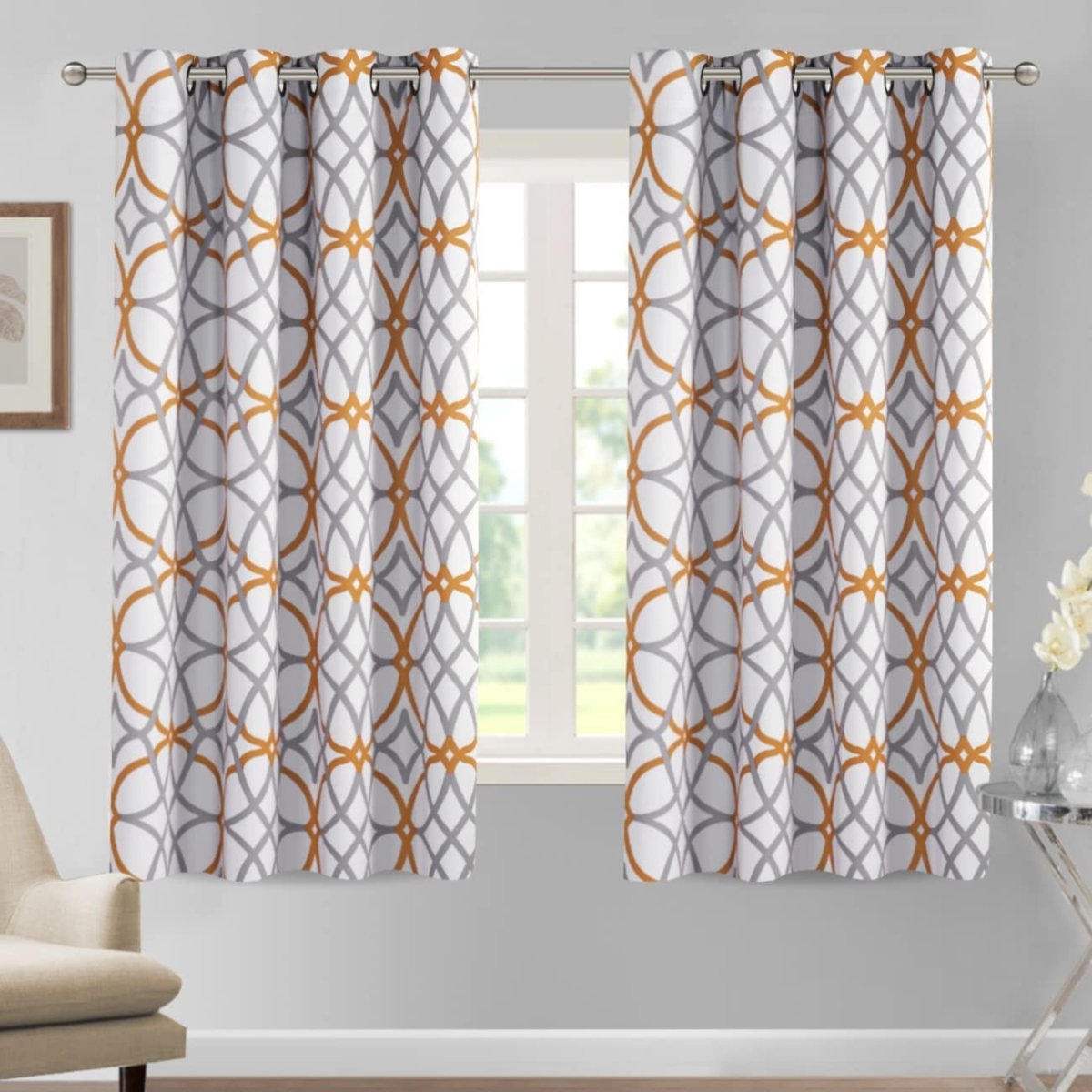 Blackout Geometric Modern Design Thermal Insulated Curtains 2 Panels Set - Any Linen