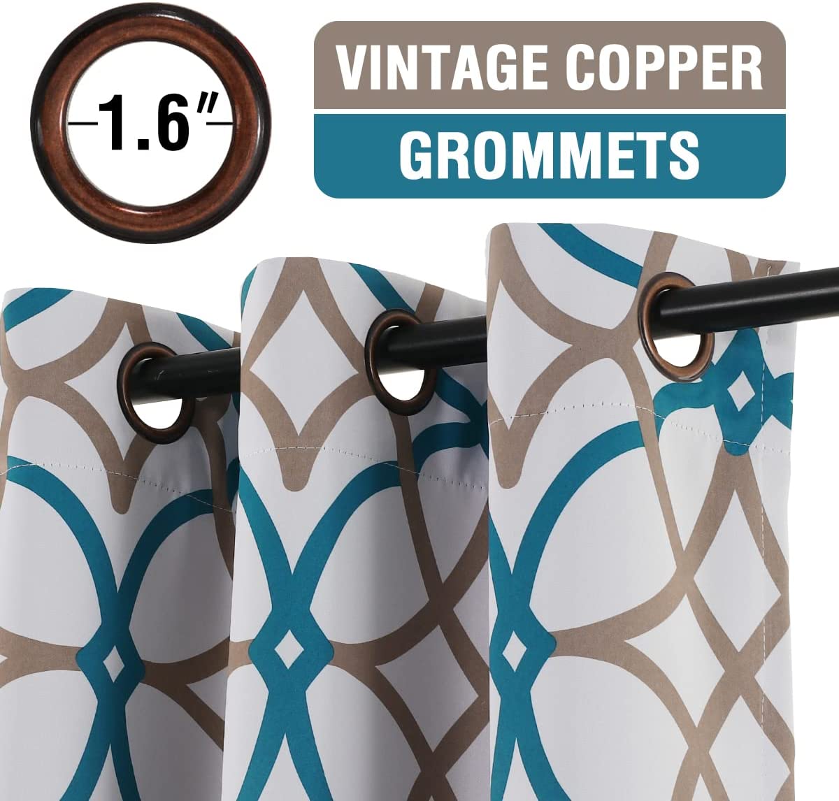Blackout Geometric Modern Design Thermal Insulated Curtains 2 Panels Set - Any Linen