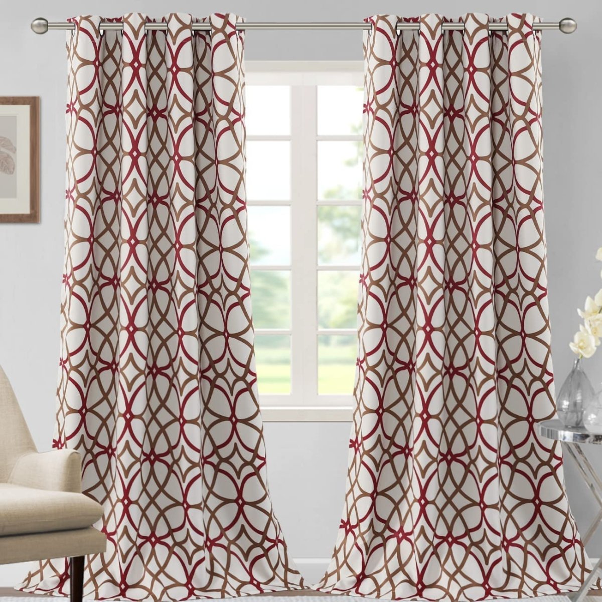 Blackout Geometric Modern Design Thermal Insulated Curtains 2 Panels Set - Any Linen