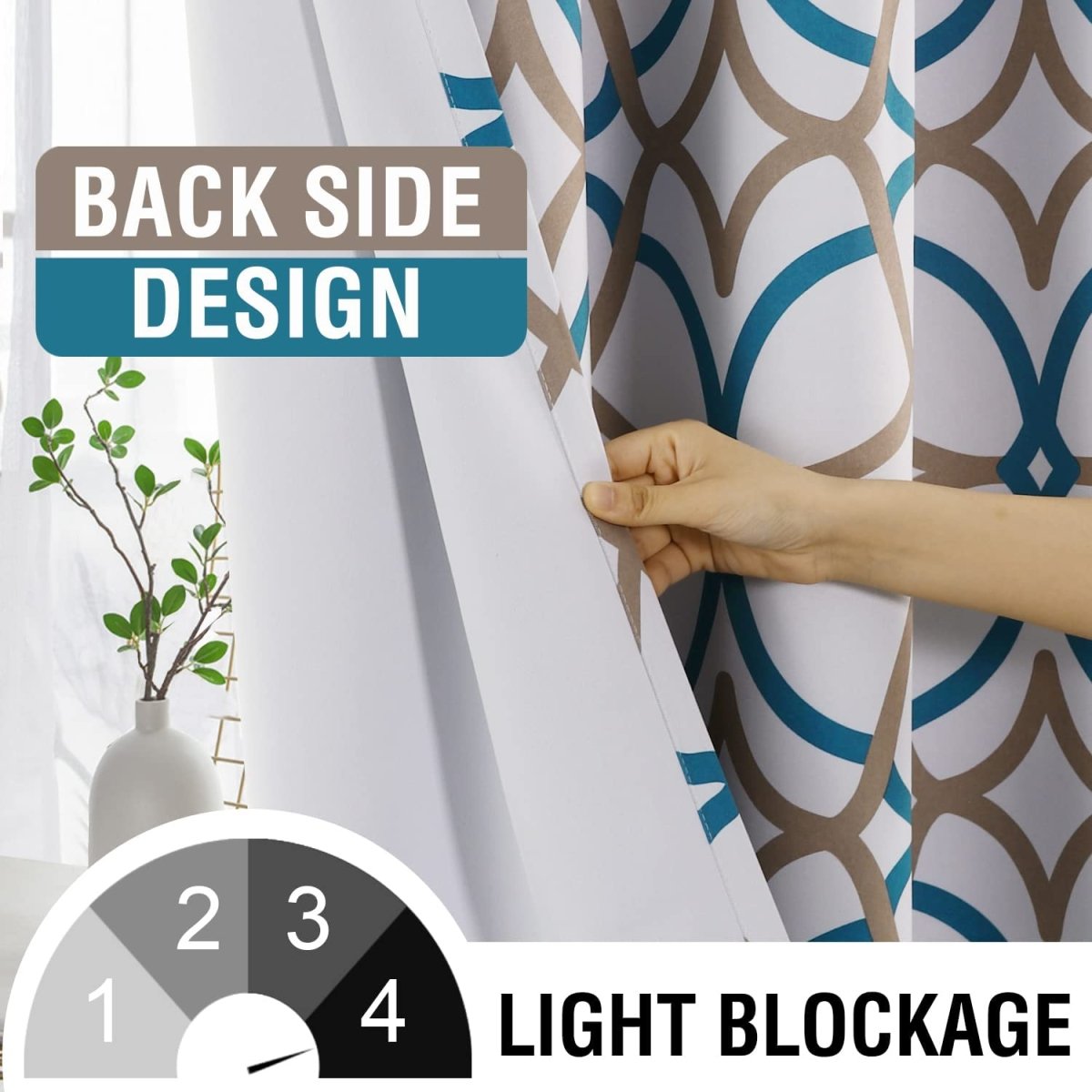 Blackout Geometric Modern Design Thermal Insulated Curtains 2 Panels Set - Any Linen
