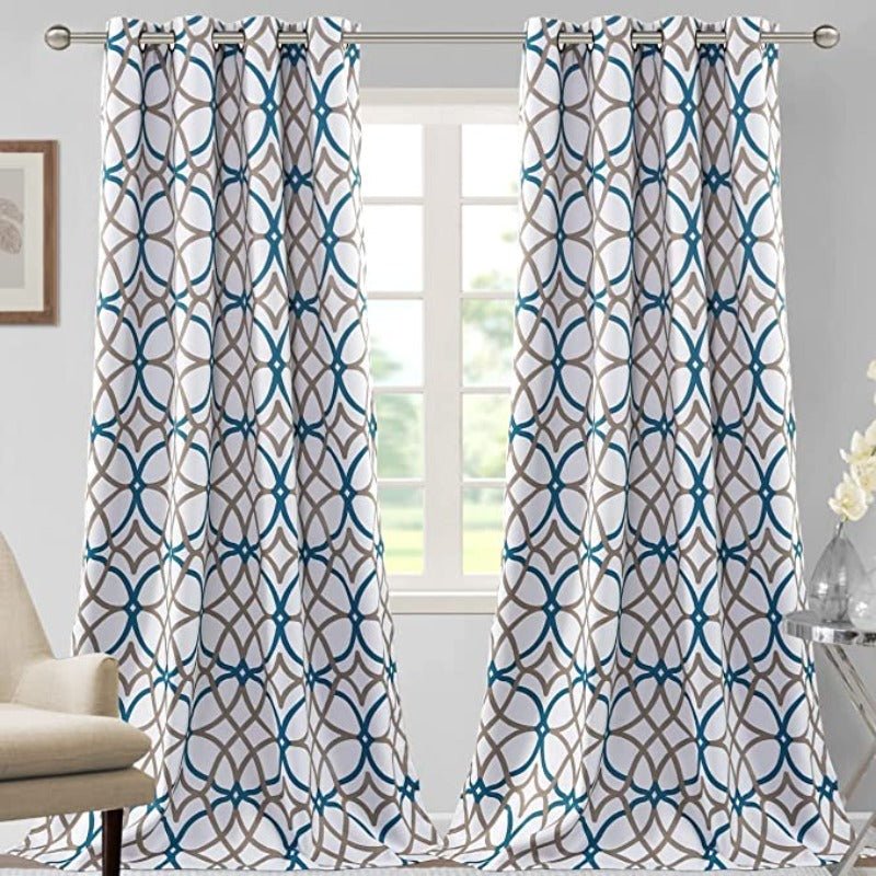 Blackout Geometric Modern Design Thermal Insulated Curtains 2 Panels Set - Any Linen