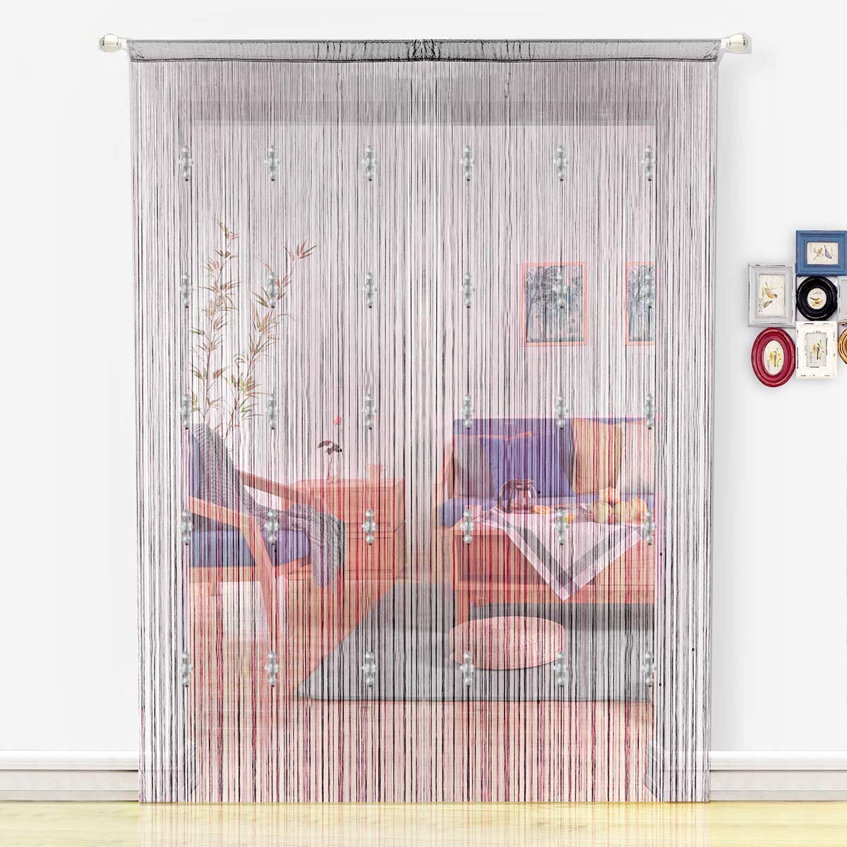 Crystal Beaded Tassel Partition Door Beaded String Curtain 90x200cm (2 Pack) - Any Linen