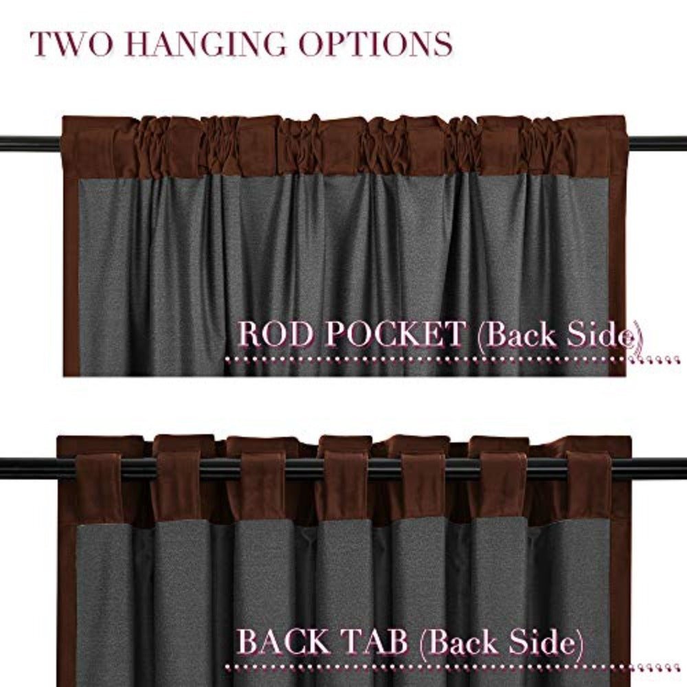 Darkening Velvet Thermal Insulated Rod Pocket Back Tab Window Curtain 2 Panels - Any Linen