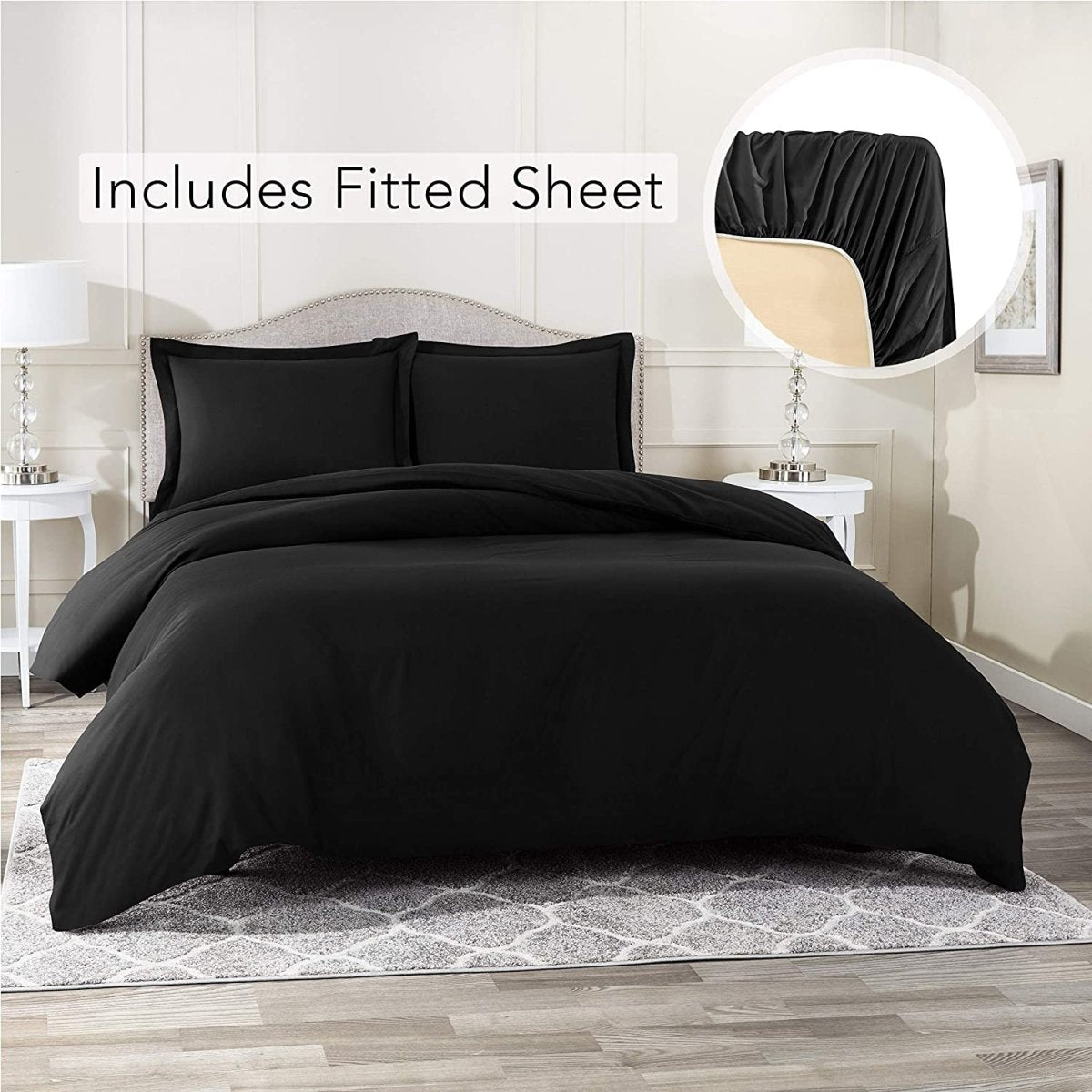 Egyptian Cotton Comforter Cover Set Fitted Sheet with Button Closure - Any Linen