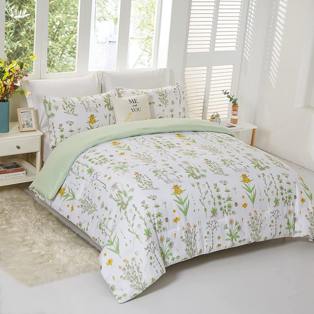 Elegant Plant Flower Soft 3pcs Comforter Set - Any Linen