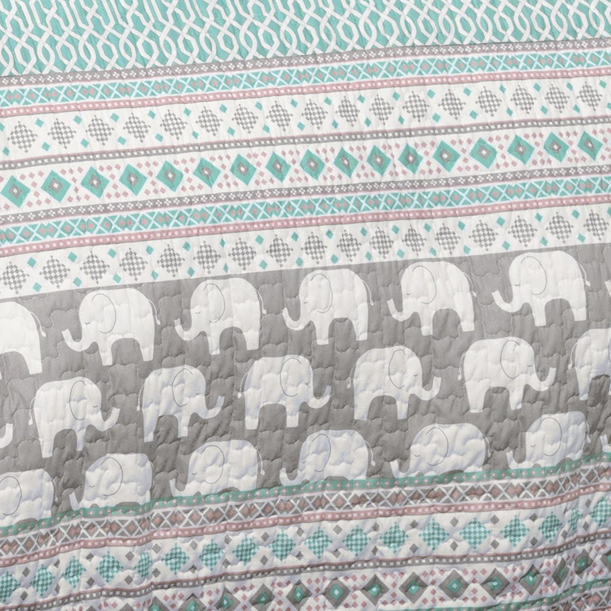 Elephant Stripe 6 Piece Day Bed Cover Bedding Set Includes Bed Skirt, Pillow Shams, Pillowcases - Any Linen