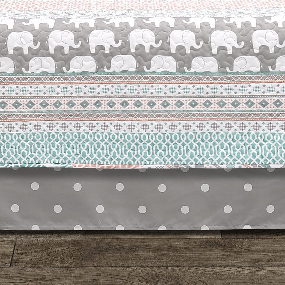Elephant Stripe 6 Piece Day Bed Cover Bedding Set Includes Bed Skirt, Pillow Shams, Pillowcases - Any Linen
