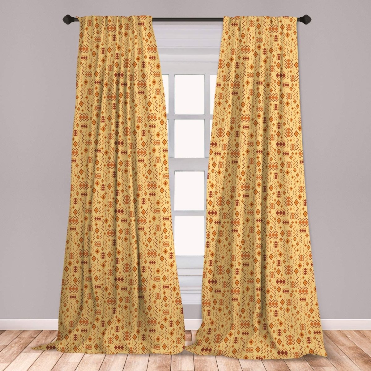 Exotic Inspired Pattern Decorative Window Rod Pocket Curtains - Any Linen