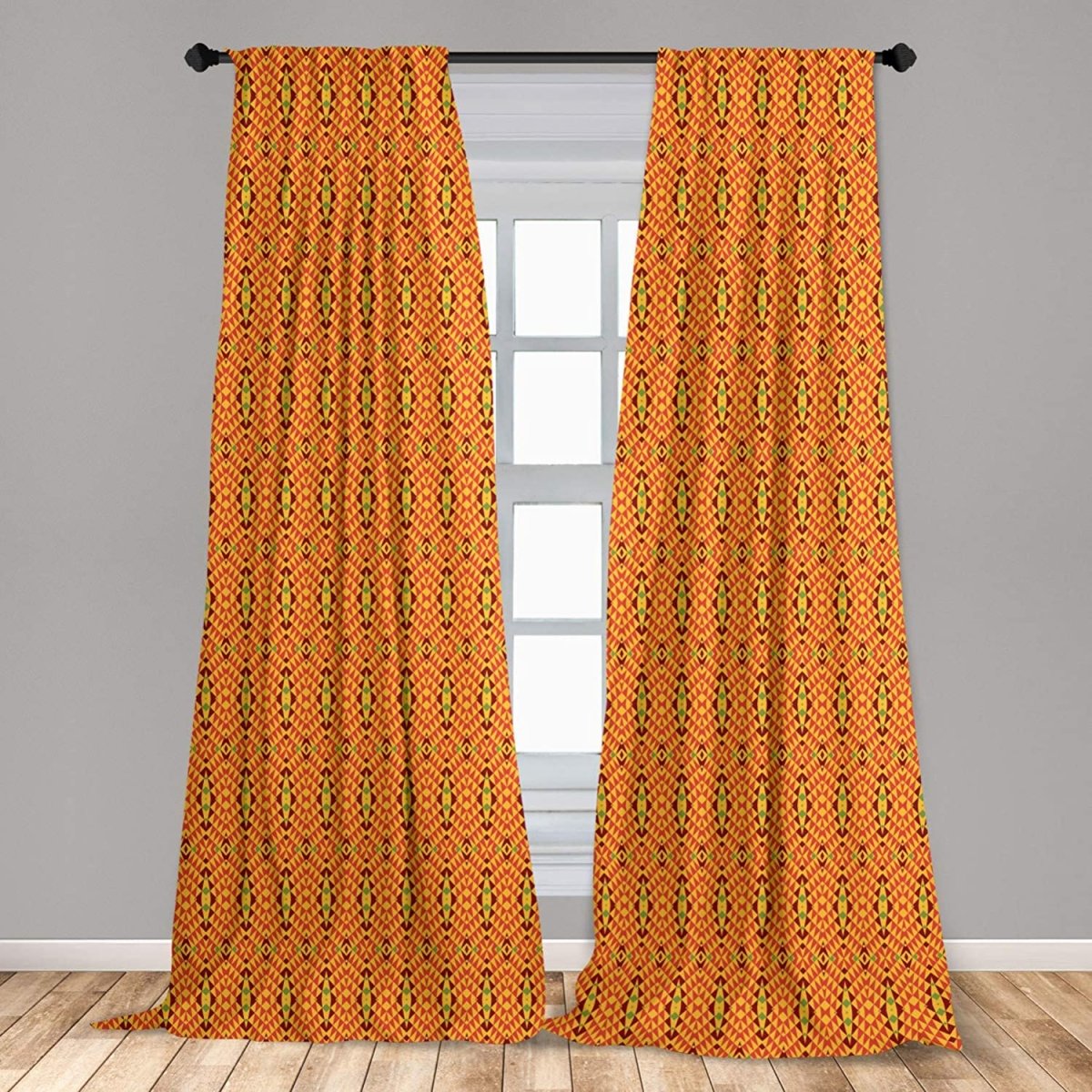 Exotic Inspired Pattern Decorative Window Rod Pocket Curtains - Any Linen