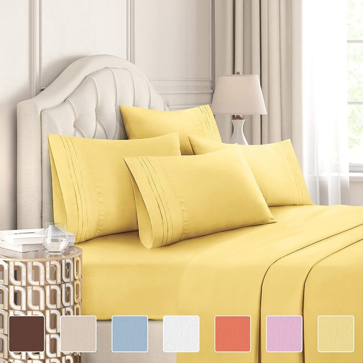Extra Soft Deep Pockets Breathable Cooling Wrinkle Free 6pcs Bed Sheets Set - Any Linen