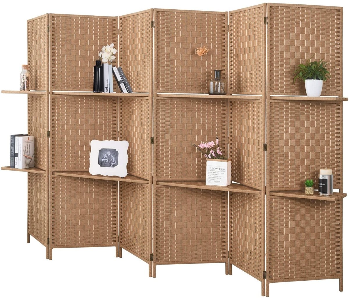 Extra Wide 6 Panels Room Divider Folding Screen Privacy Partition Wall - Any Linen