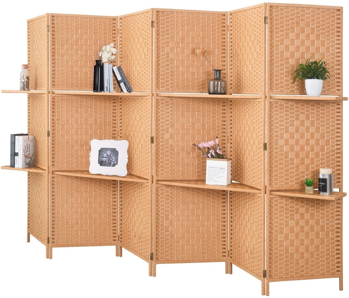 Extra Wide 6 Panels Room Divider Folding Screen Privacy Partition Wall - Any Linen