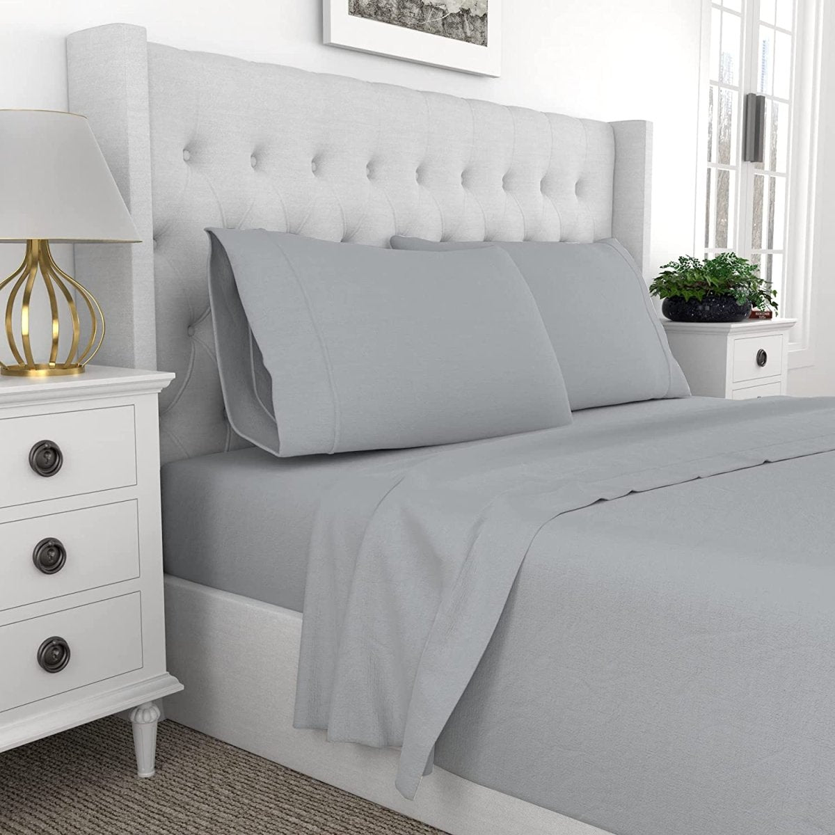 Comfortable 100% Percale Cotton Cool Crisp 4 Pcs Bedding Set - Any Linen