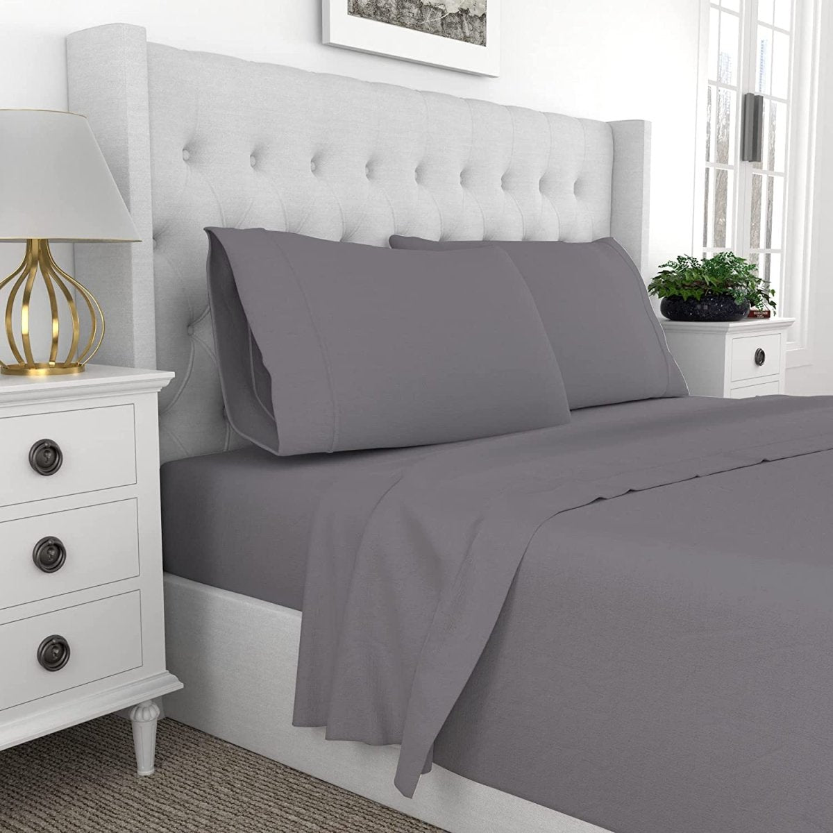 Comfortable 100% Percale Cotton Cool Crisp 4 Pcs Bedding Set - Any Linen