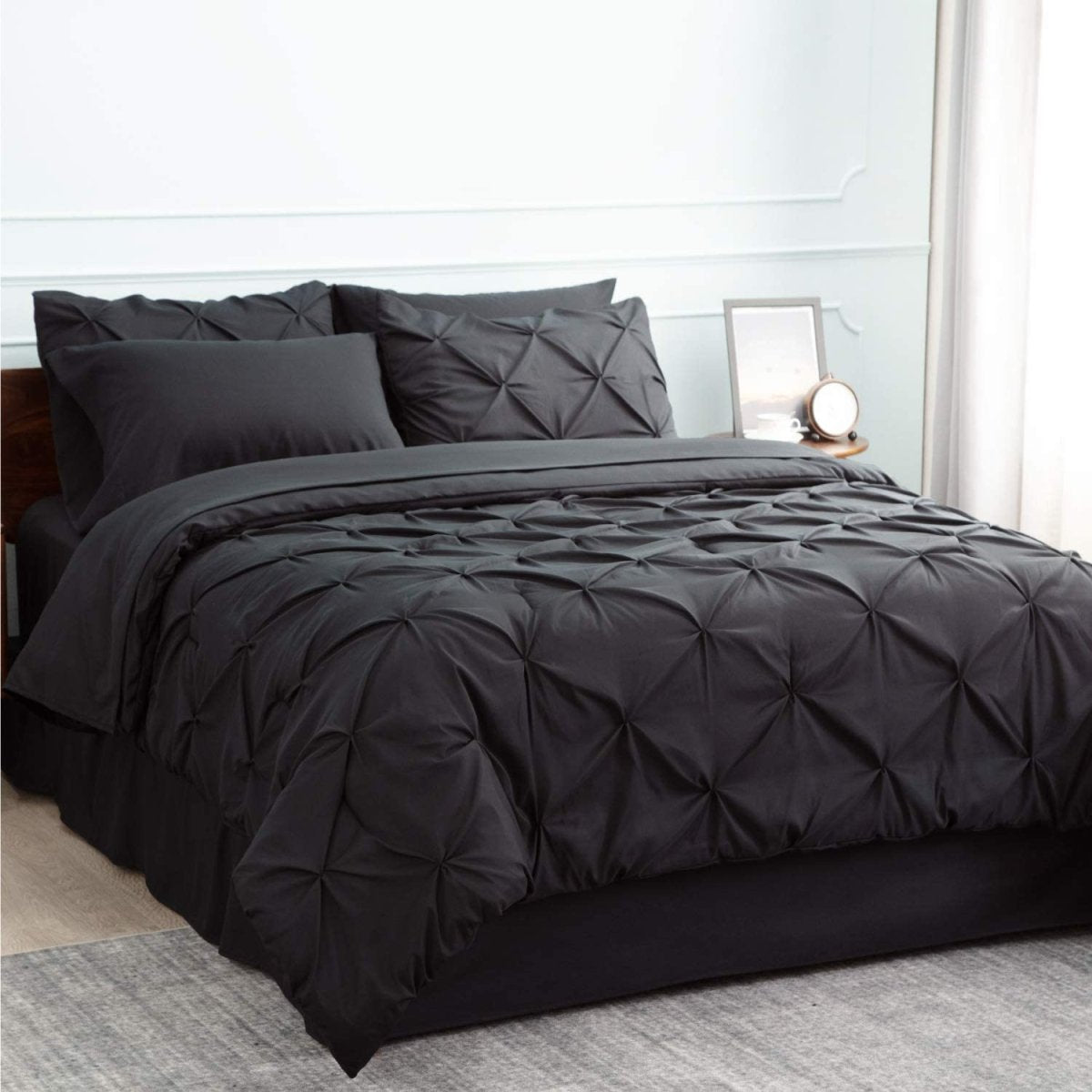 Luxury Duvet Cover Pinch Pleat Brief Bedding 7 - Pieces Set - Any Linen