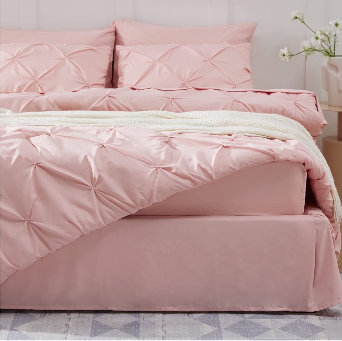Luxury Duvet Cover Pinch Pleat Brief Bedding 7 - Pieces Set - Any Linen