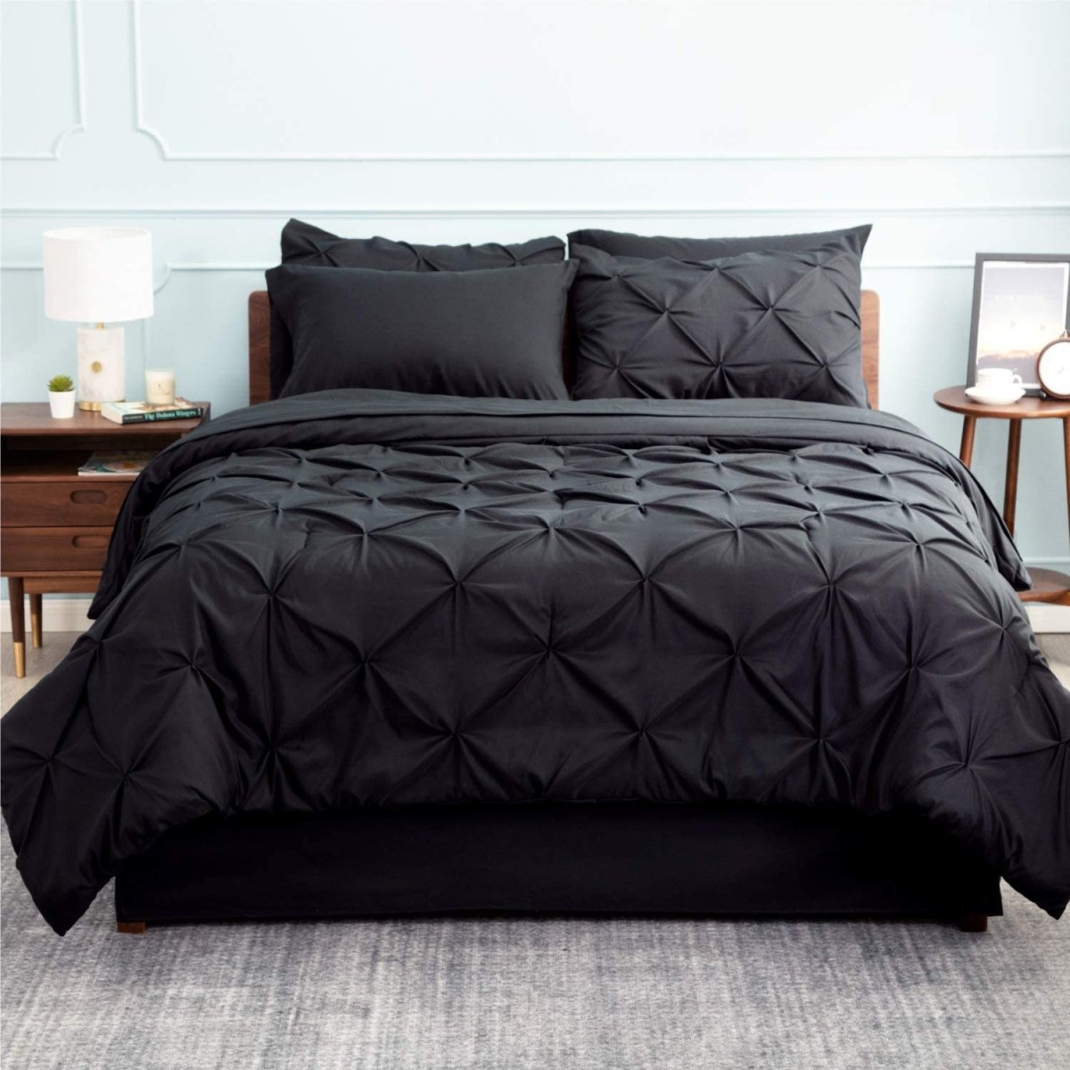 Luxury Duvet Cover Pinch Pleat Brief Bedding 7 - Pieces Set - Any Linen