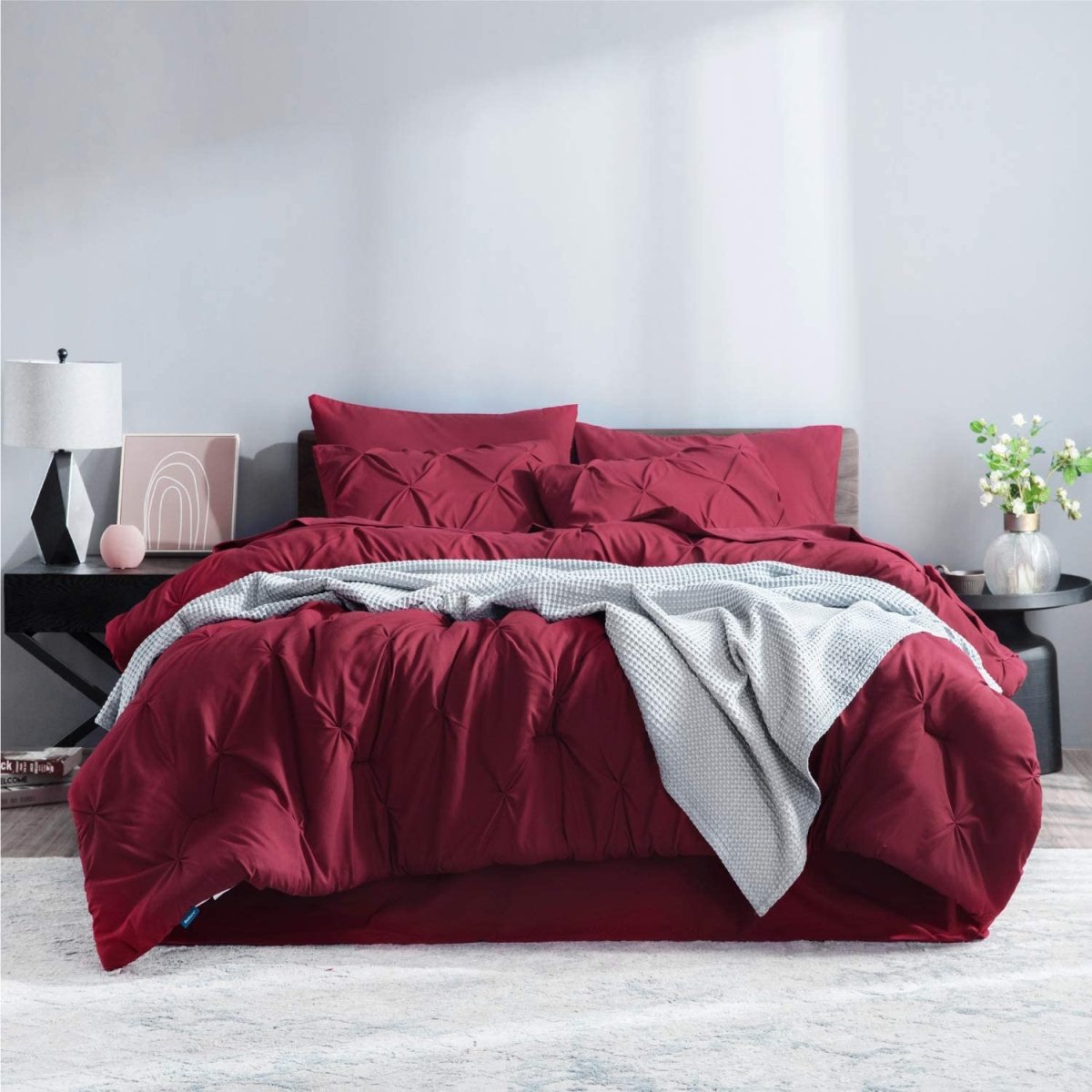 Luxury Duvet Cover Pinch Pleat Brief Bedding 7 - Pieces Set - Any Linen