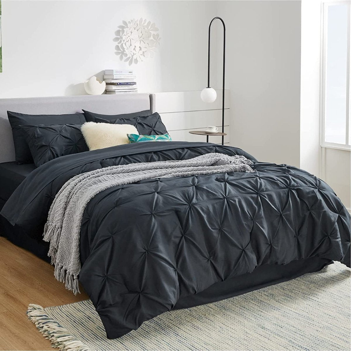 Luxury Duvet Cover Pinch Pleat Brief Bedding 7 - Pieces Set - Any Linen