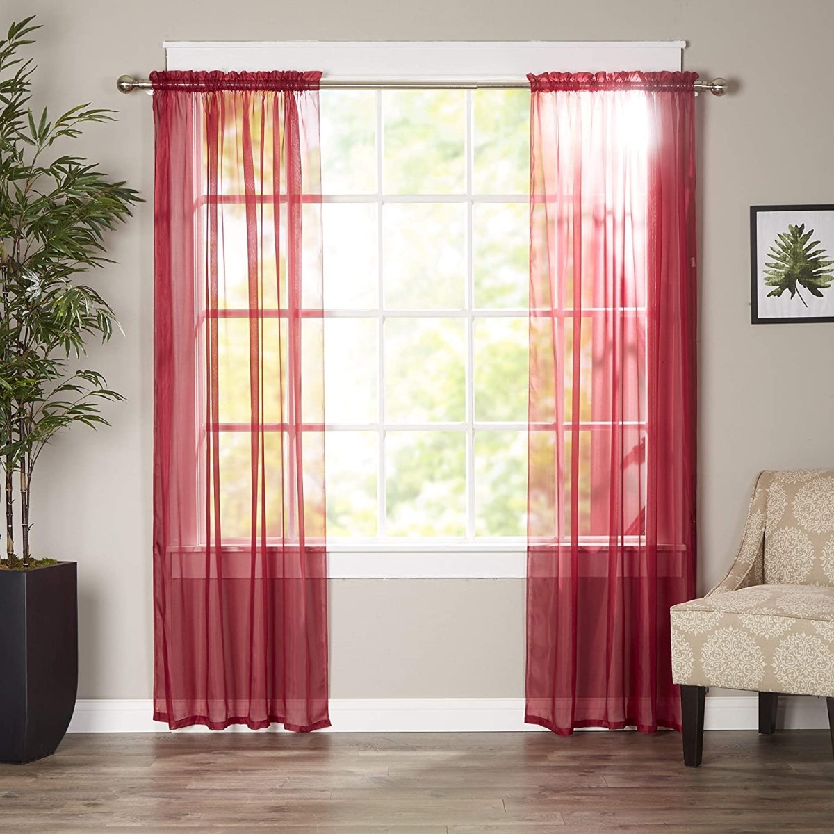 Luxury Sheer Curtains, Window Treatment Panels Rod Pocket Set of 2 - Any Linen