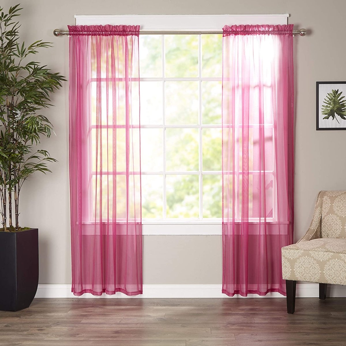 Luxury Sheer Curtains, Window Treatment Panels Rod Pocket Set of 2 - Any Linen