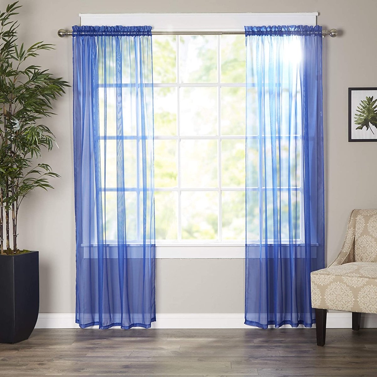 Luxury Sheer Curtains, Window Treatment Panels Rod Pocket Set of 2 - Any Linen