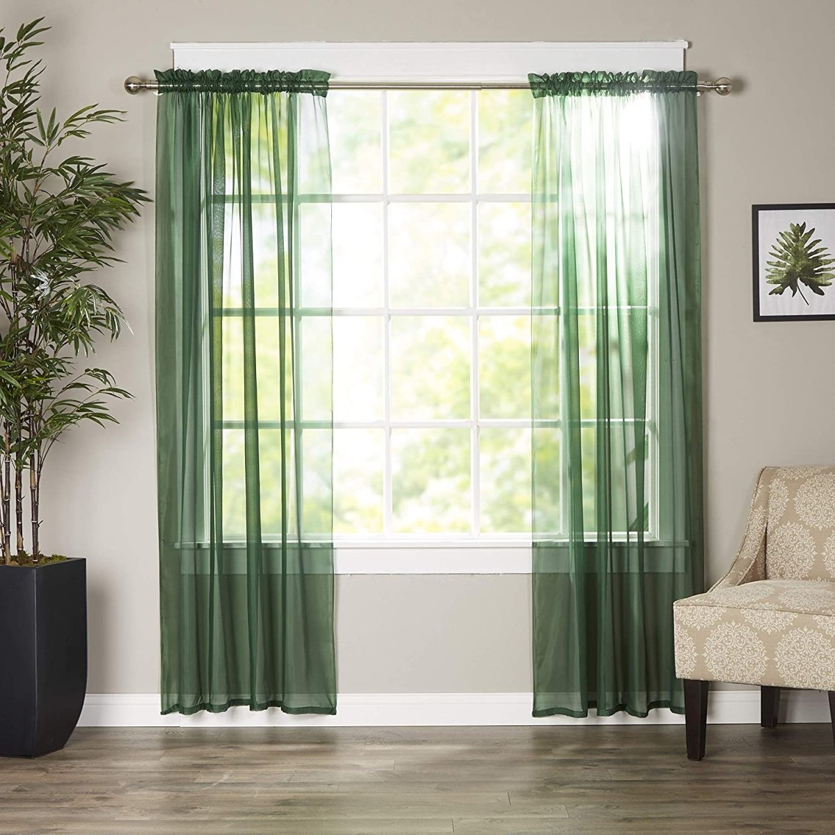 Luxury Sheer Curtains, Window Treatment Panels Rod Pocket Set of 2 - Any Linen