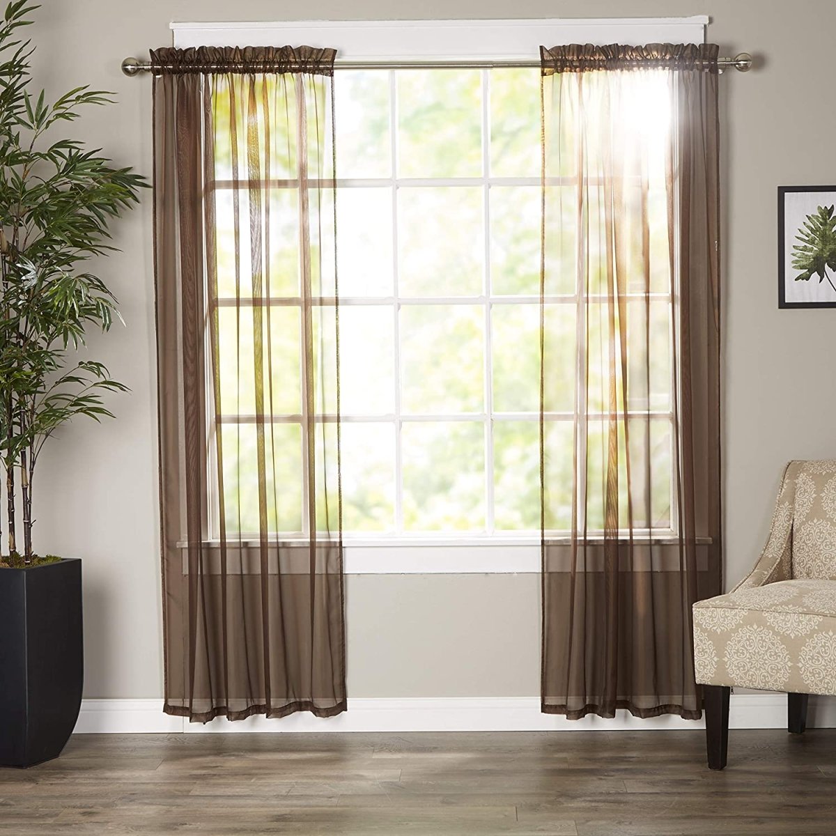 Luxury Sheer Curtains, Window Treatment Panels Rod Pocket Set of 2 - Any Linen