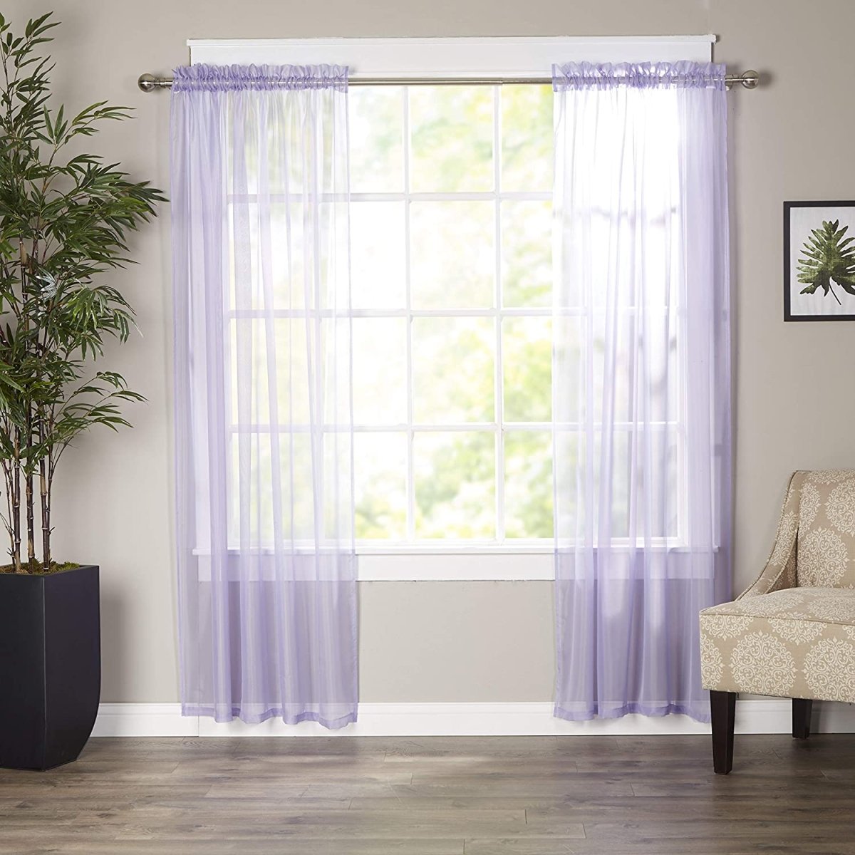 Luxury Sheer Curtains, Window Treatment Panels Rod Pocket Set of 2 - Any Linen