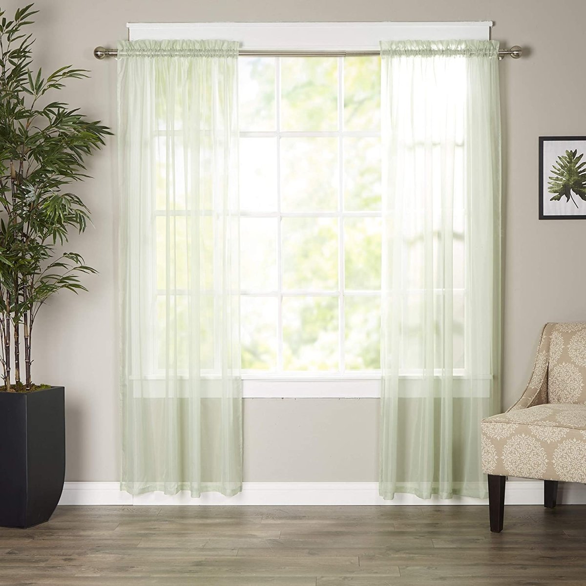 Luxury Sheer Curtains, Window Treatment Panels Rod Pocket Set of 2 - Any Linen