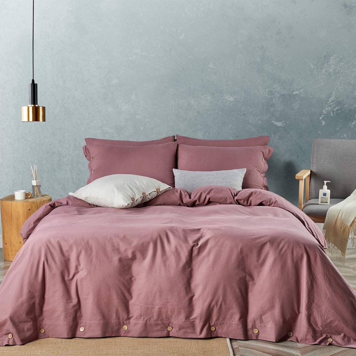 Luxury Soft Duvet Cover Bedding Set Cotton Buttons Closure - Any Linen