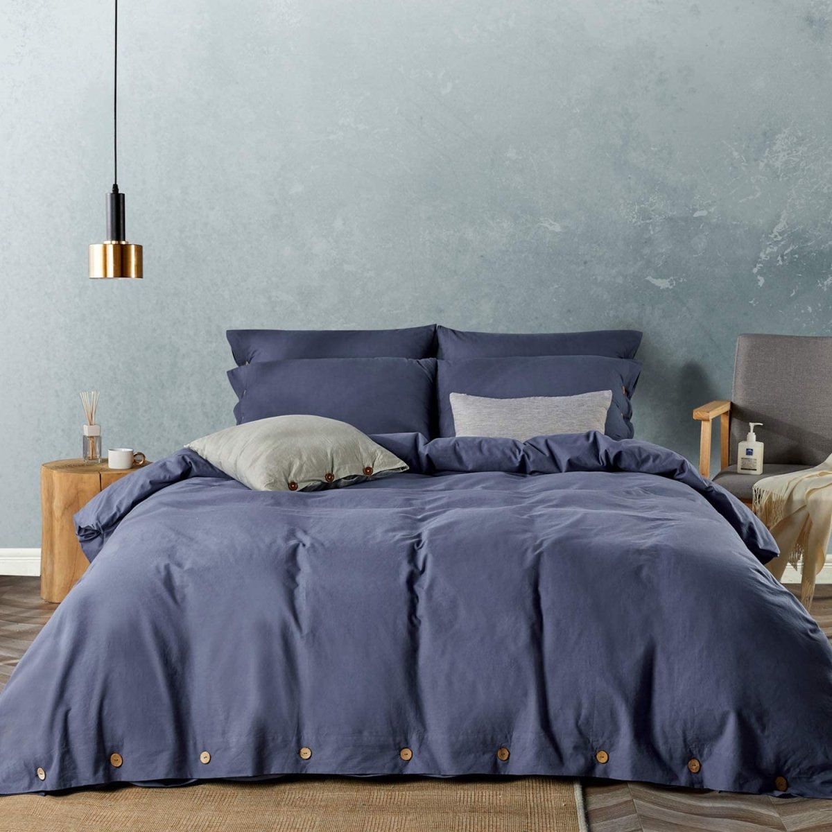 Luxury Soft Duvet Cover Bedding Set Cotton Buttons Closure - Any Linen