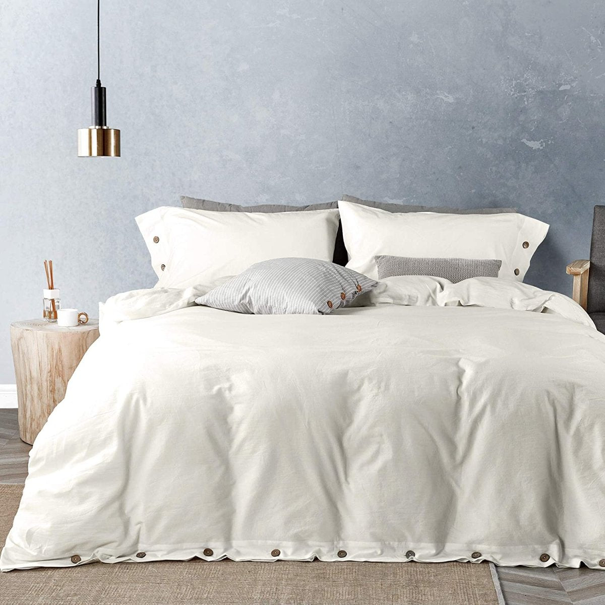 Luxury Soft Duvet Cover Bedding Set Cotton Buttons Closure - Any Linen