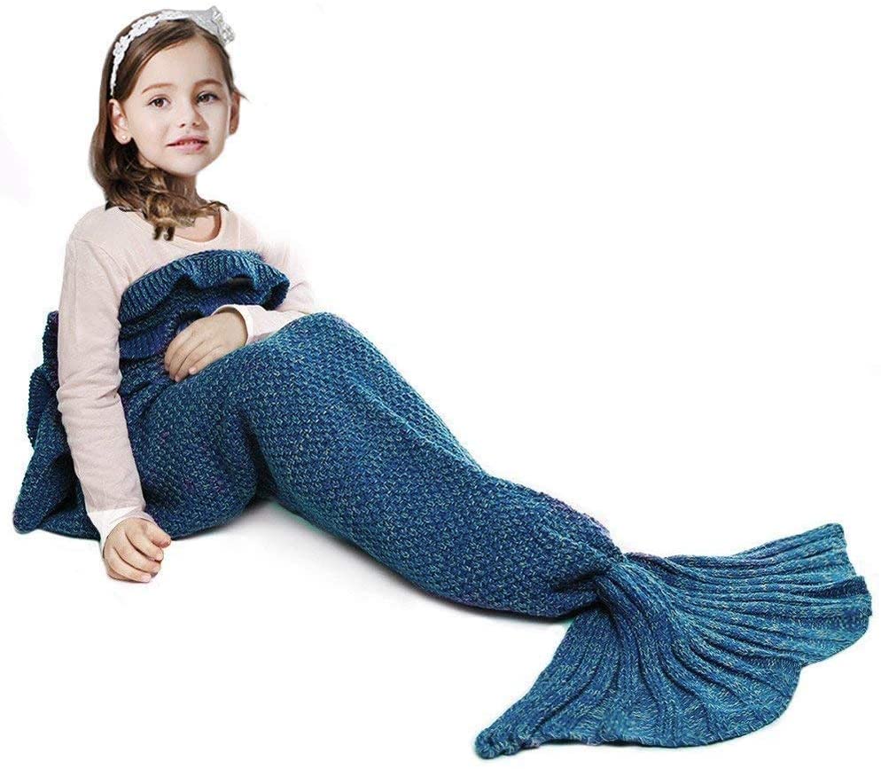 Mermaid Tail Blanket Hand Crochet Snuggle All Seasons Sleeping Bag Blanket - Any Linen