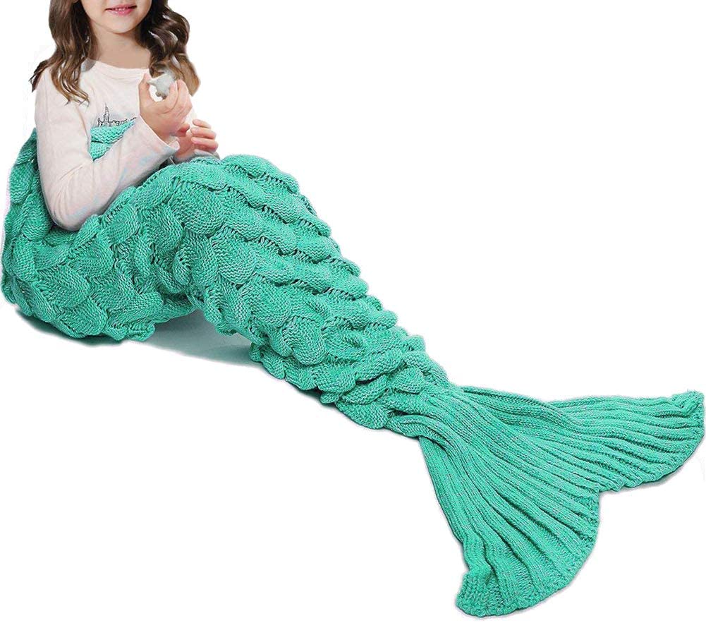 Mermaid Tail Blanket Hand Crochet Snuggle All Seasons Sleeping Bag Blanket - Any Linen