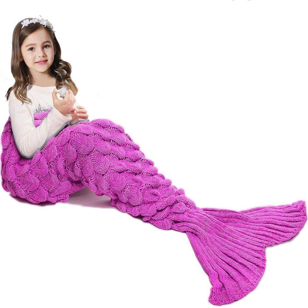 Mermaid Tail Blanket Hand Crochet Snuggle All Seasons Sleeping Bag Blanket - Any Linen