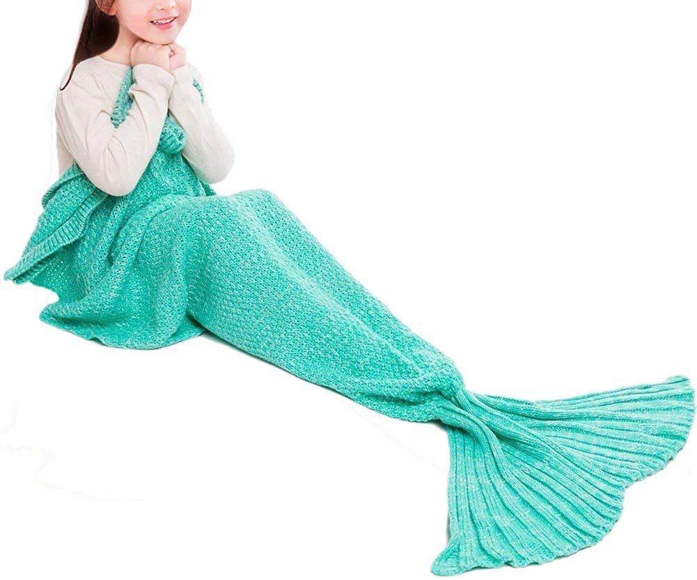 Mermaid Tail Blanket Hand Crochet Snuggle All Seasons Sleeping Bag Blanket - Any Linen