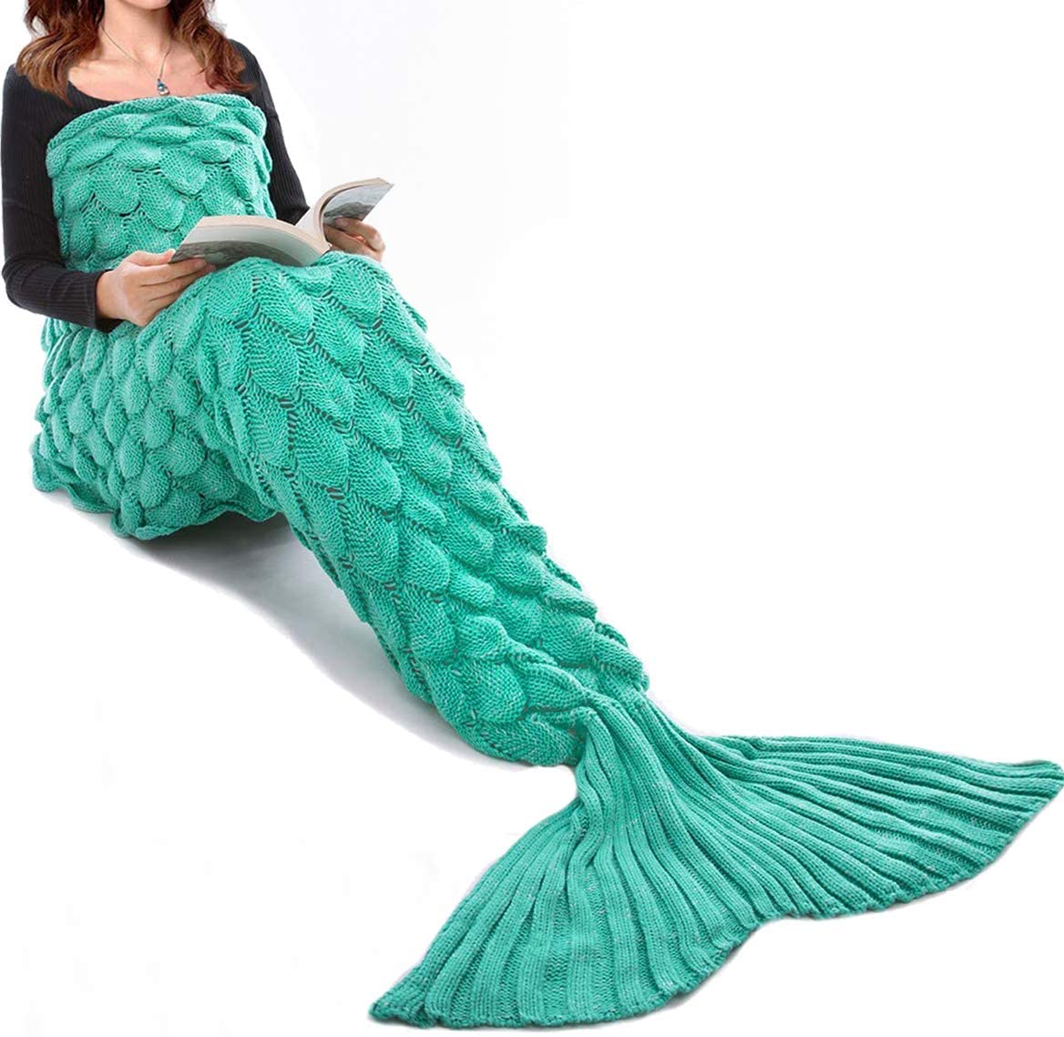 Mermaid Tail Blanket Hand Crochet Snuggle All Seasons Sleeping Bag Blanket - Any Linen