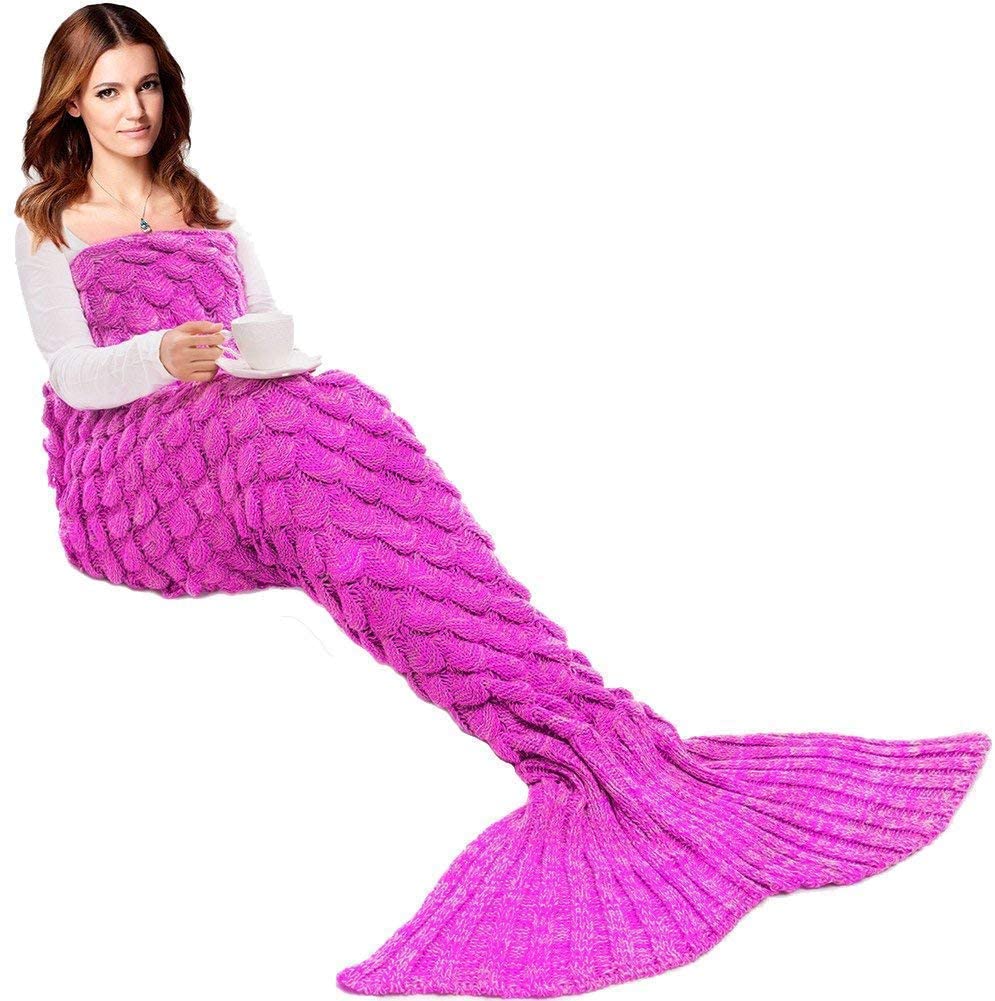 Mermaid Tail Blanket Hand Crochet Snuggle All Seasons Sleeping Bag Blanket - Any Linen