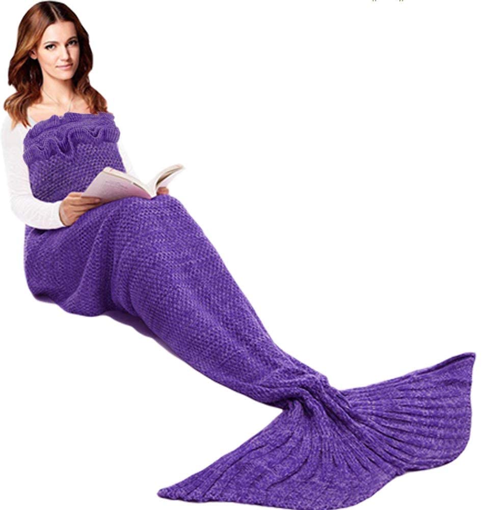 Mermaid Tail Blanket Hand Crochet Snuggle All Seasons Sleeping Bag Blanket - Any Linen